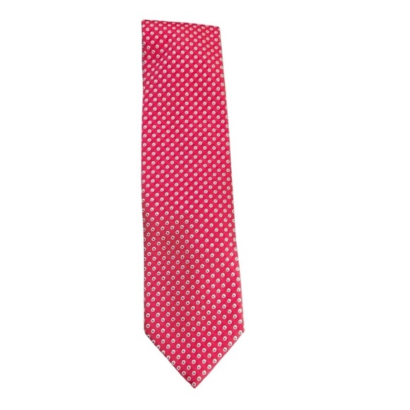 Altea Italian Silk Tie Pink bobbles dots - Picture 6 of 9